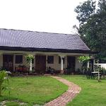 Entire house wide green lawn near beach with car