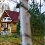 Log house with balcony and lake view 