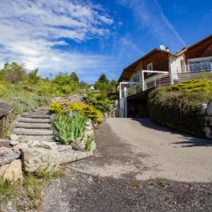 Exceptional view of the Serre-poncon lake Embrun beach and mountains