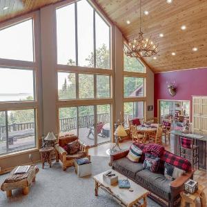 Spacious Leech Lake Home on 2 Private Acres 200' of lake shore 15 Minutes to Walker with boat lift dock swimming fire pit