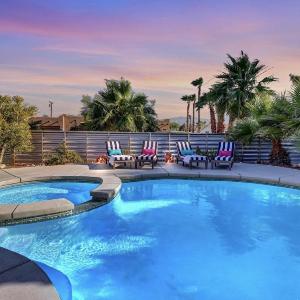 Dive into Desert Wonderland Pool Spa Fire Pit