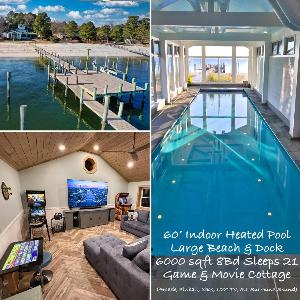 Indoor Pool Beach Game & Movie Cottage Sleeps 21
