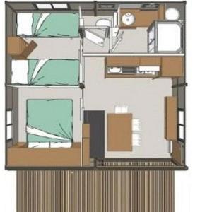 Chalet avec Terrasse au Camping Saint Jean 4 Pers 2 Ch - API-1-52-906