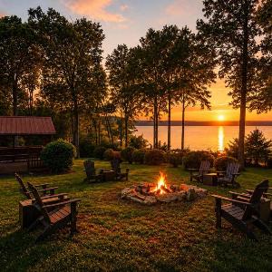 Expansive lakefront cabin with game room and yard
